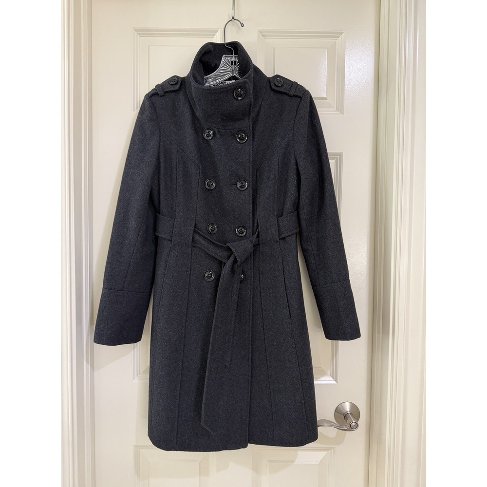 guess women grey wool blend coat size PM